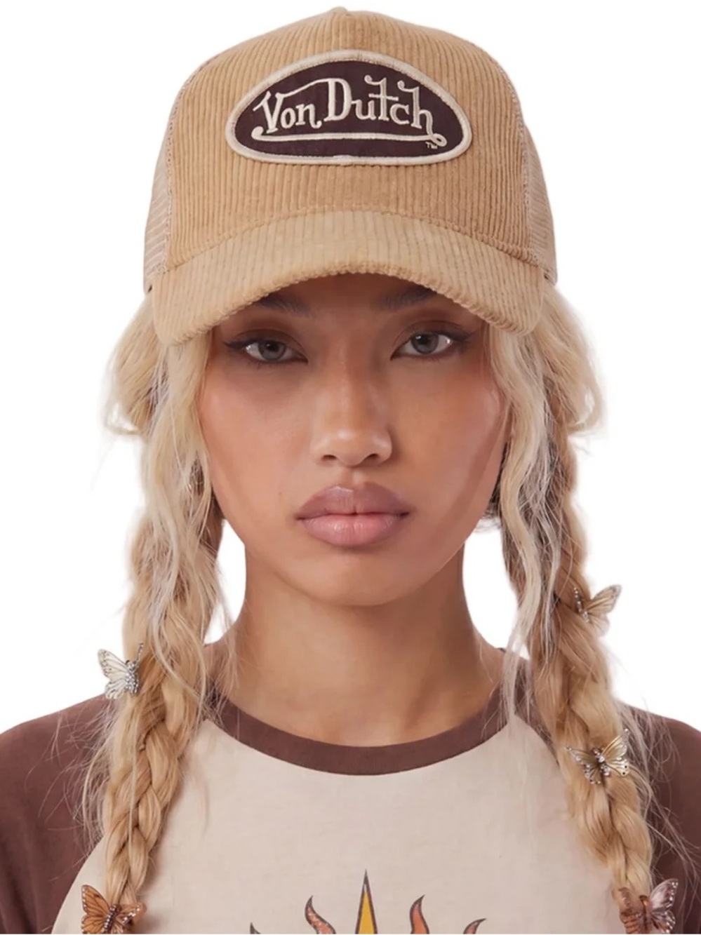 Von Dutch Khaki Cordutch Corduroy Trucker Hat NWT